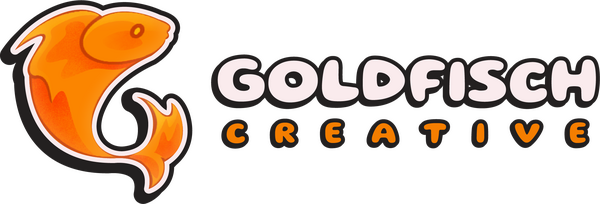 Goldfisch Creative logo: A goldfish resembling the letter 'G'.